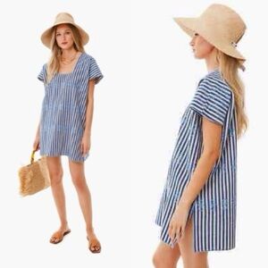 NWOT Tuckernuck Blue Stripe Mini Sullivan Embroidered Canvas Caftan
